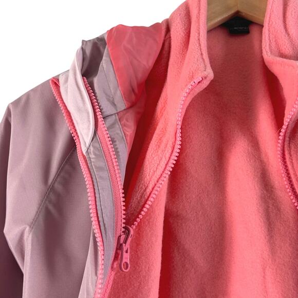 Eddie Bauer Kids Lone Peak 3-In-1 Jacket Hooded Waterproof Blush Pink - Picture 7 of 13